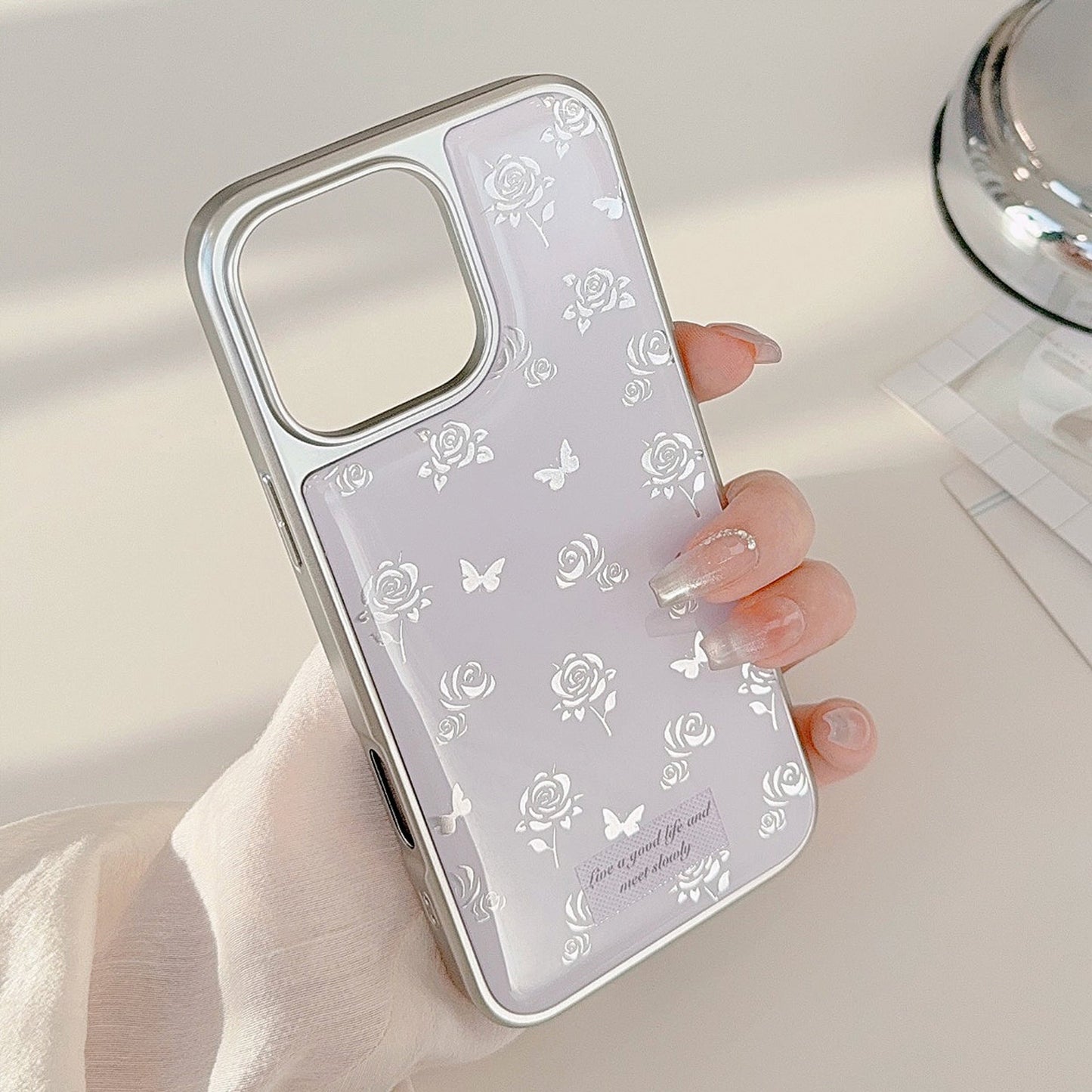 Gilt ins mariposa rosa para funda de teléfono móvil iphone14 Epoxy 13 suave 15 para apple 17pro max