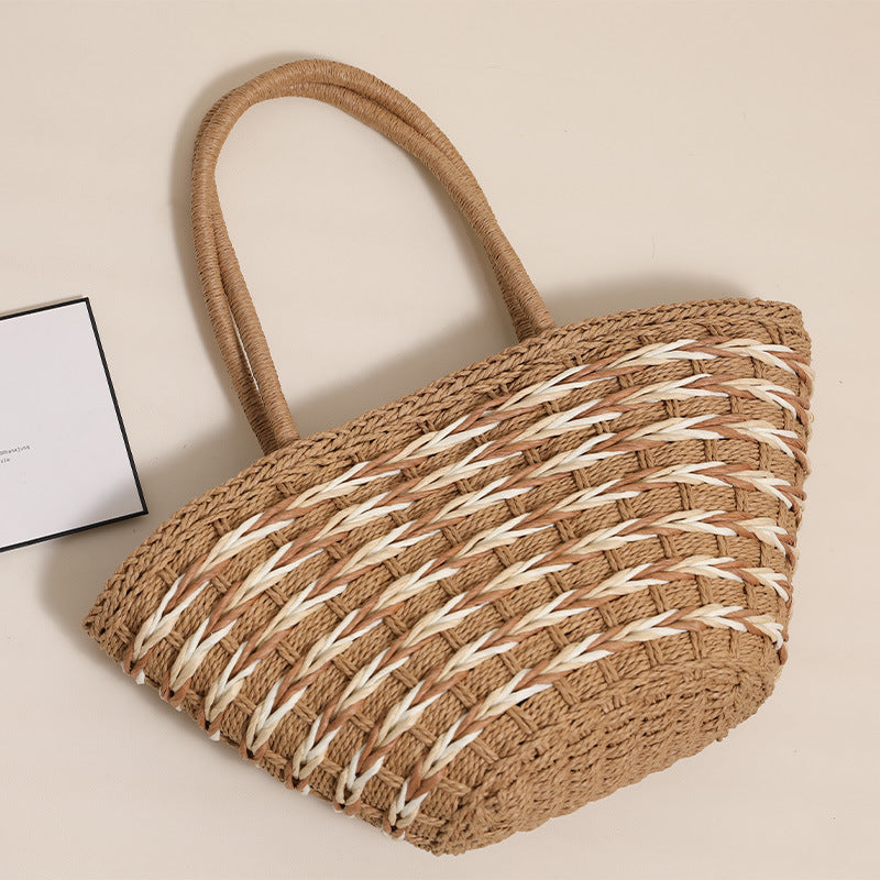 Direct Mori Shoulder Straw Bag Large Capacity Straw Bag Woven Bag Vacation Beach Bag Women Bag