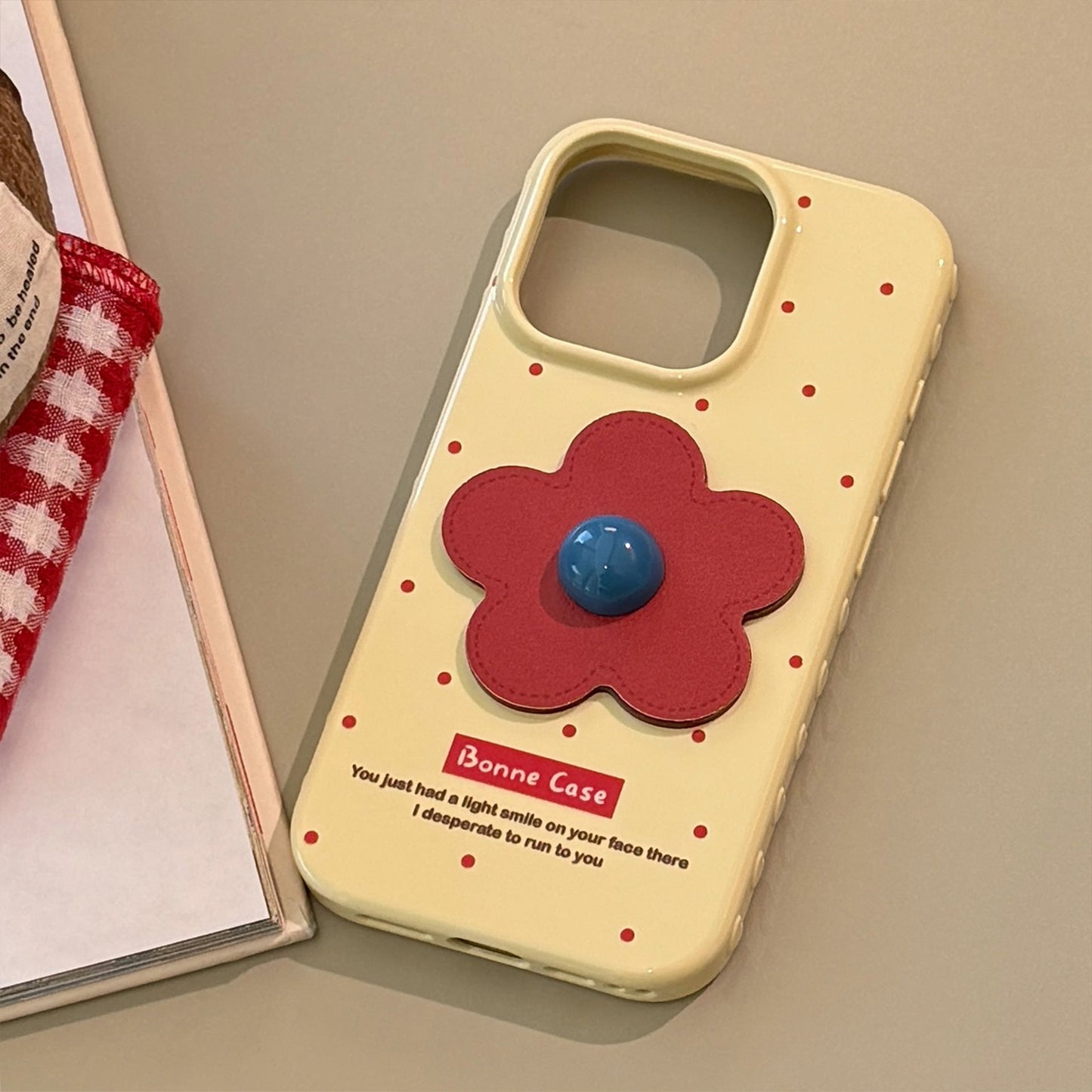 Funda de móvil roja con patrón de piel de flor de manzana 16 iphone17promax para 12, tridimensional 14 retro 13, anticaída