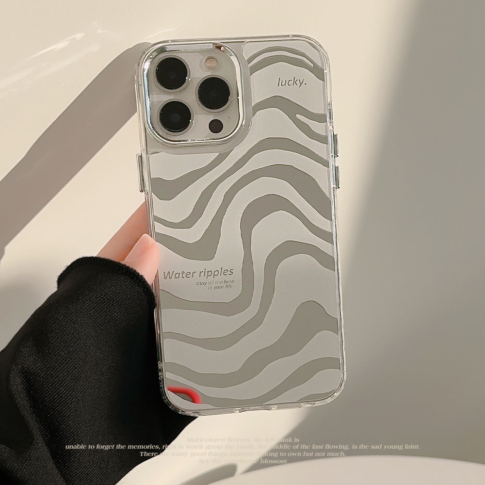 Abstracto espejo iPhone 16 funda para iPhone 17promax sencilla 13 premium 11 espejo de maquillaje 12 patrón de cebra