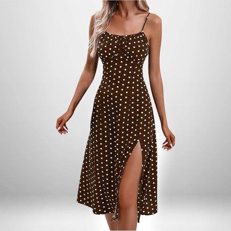 European And American Amazon New Women's Fashion Printed Self-tie Slit Sling Dress