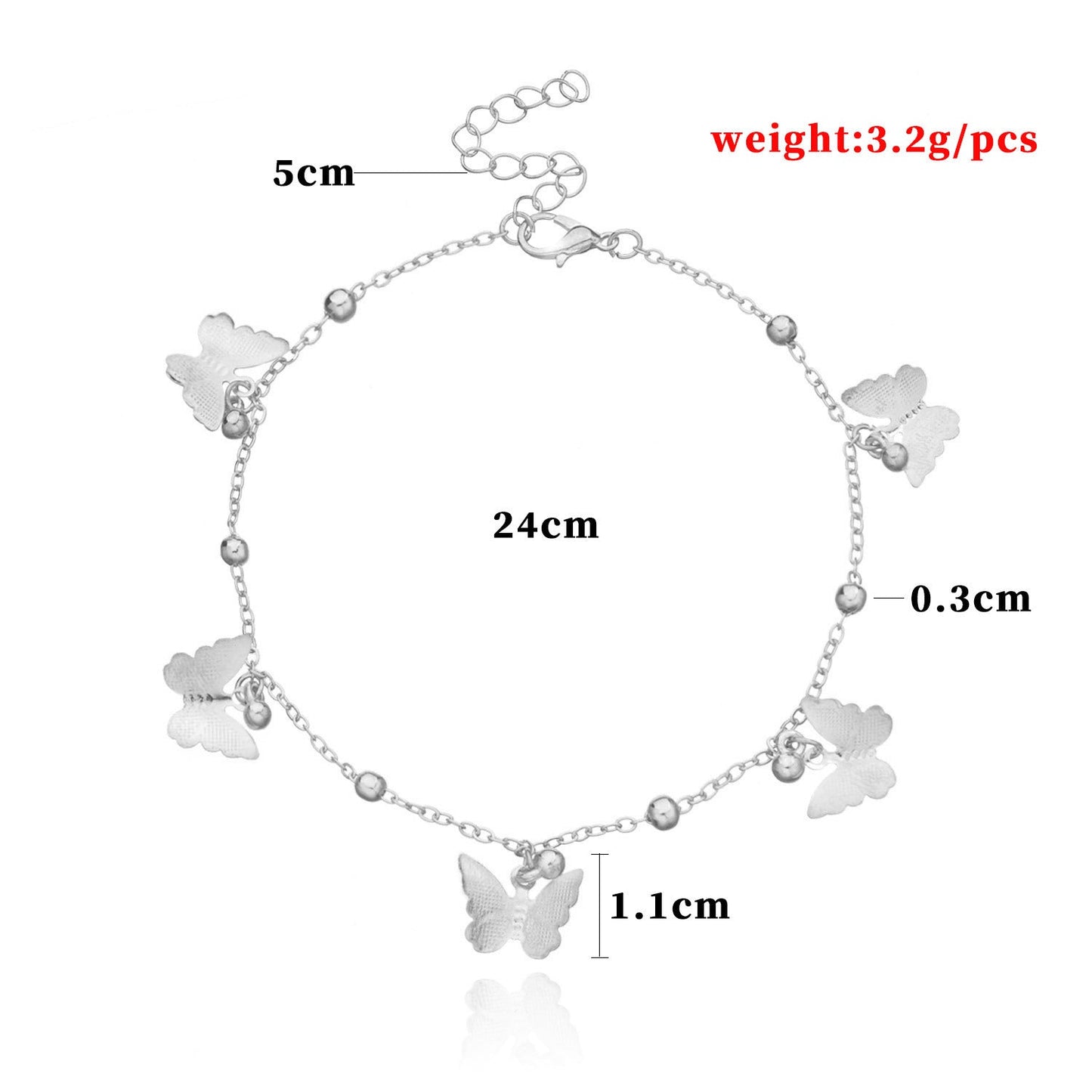 butterfly Charm Dangles Anklet Bracelet