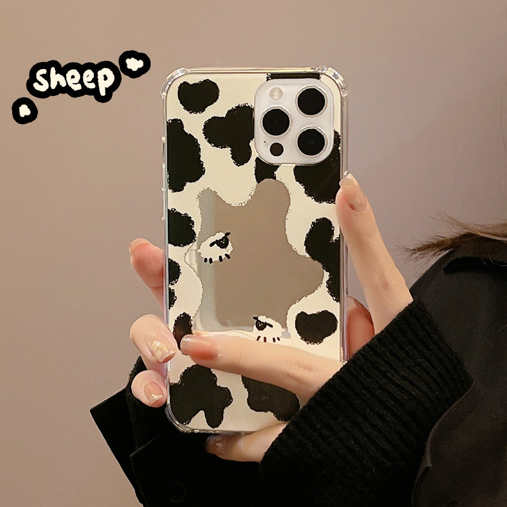Mirror cow pattern is suitable for 16pro max Apple iphone15 mobile phone case 11pro delivery 14 anti-drop cover 17