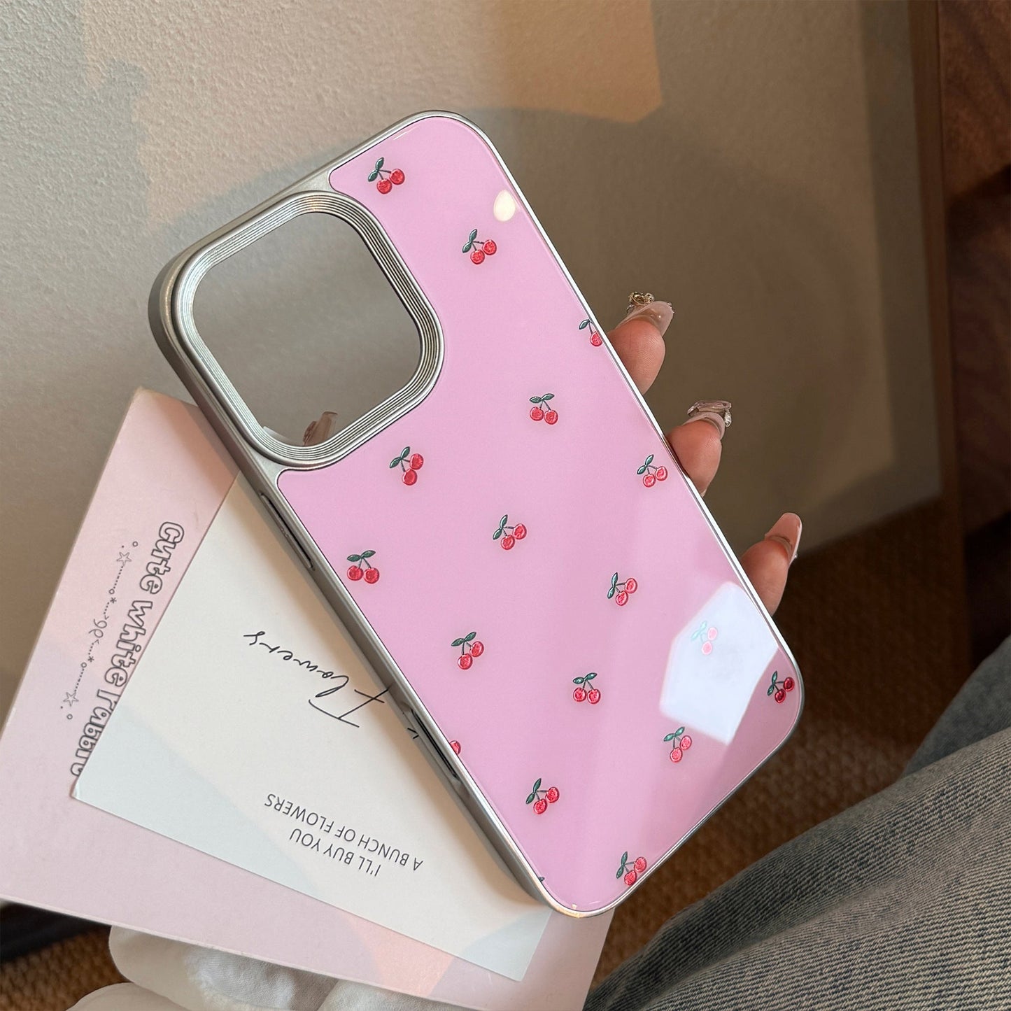 Gilt ins cherry full screen Apple 16 mobile phone case 17pro max suitable for iPhone15 anti-drop 14 glass 13