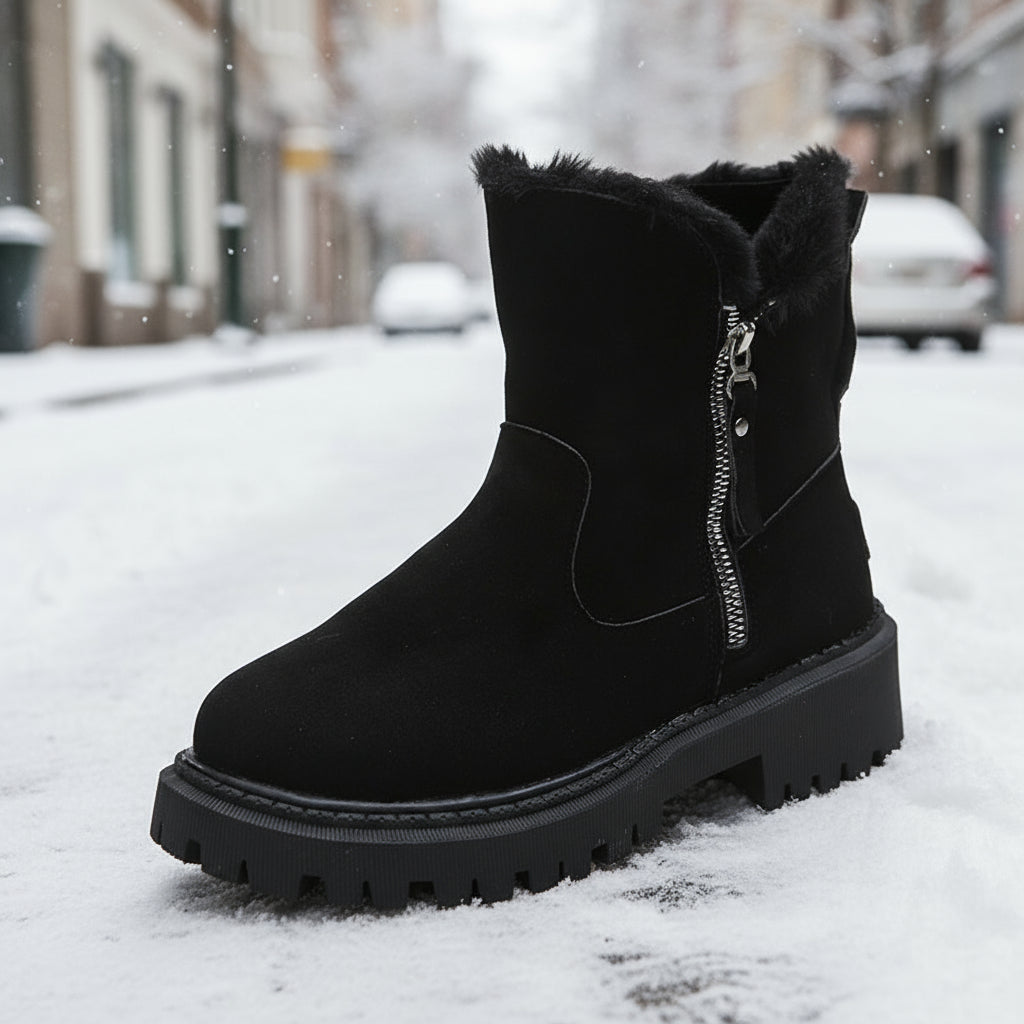 Botas de nieve de algodón forradas de terciopelo para mujer — Botas de invierno cálidas de talla grande