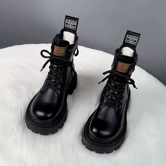 Botas de invierno de suela gruesa con forro de pelo