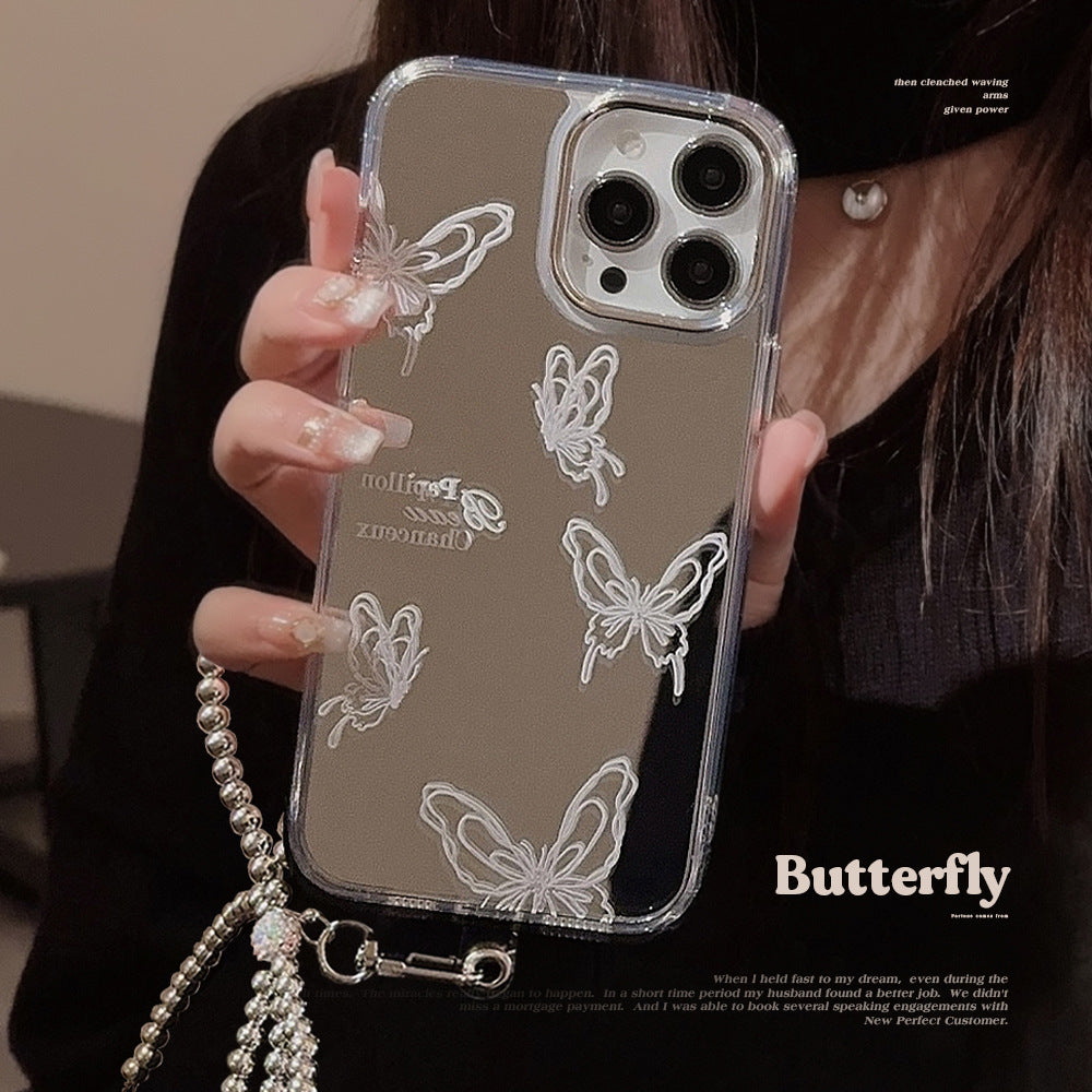 La superficie de espejo es adecuada para la funda de móvil Apple 15 Pro, el iPhone 16 avanzado de mariposa, el 13 a prueba de caídas y la cadena del 11 y 17.
