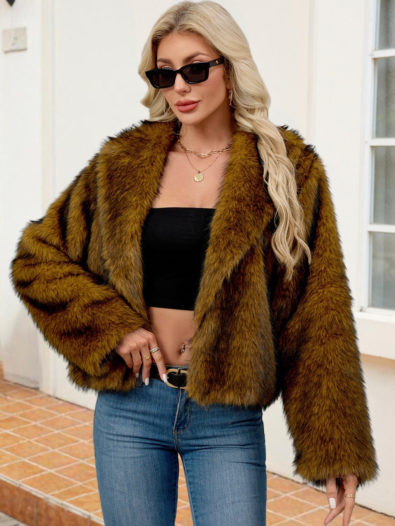 Women Clothing Faux Fur Coat Plush Warm