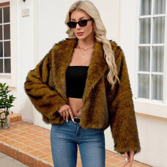 Women Clothing Faux Fur Coat Plush Warm