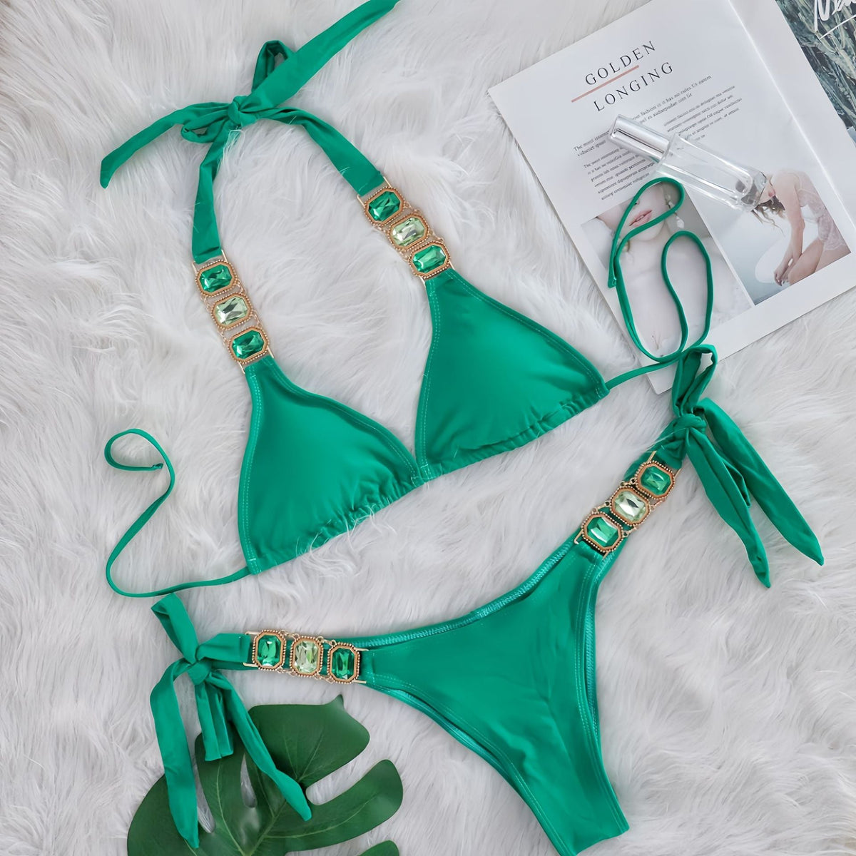 Crystal Diamond Bikini Sexy Women Split Bandage Swimsuit Beach Vacation Swimsuit