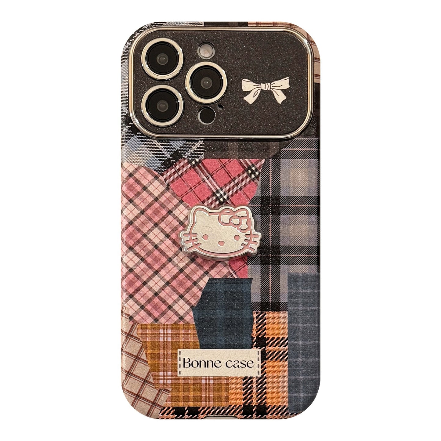 Funda de teléfono móvil Retro a cuadros para gato 14 para 15promax Apple iphone16 tridimensional 17 cuero 13