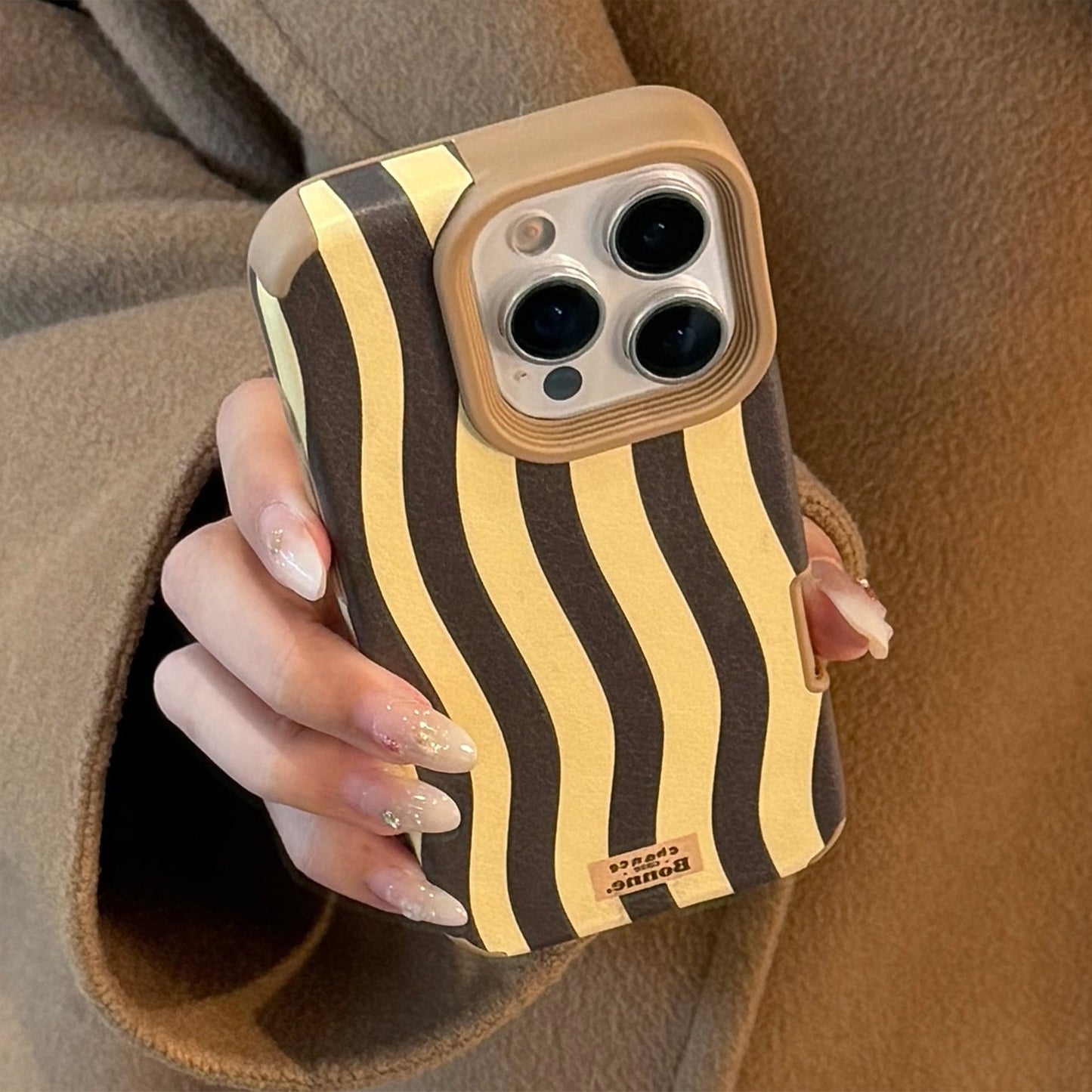 Leather personalized stripes for iphone17 Apple 15promax mobile phone case 14 premium retro 13 generation 16