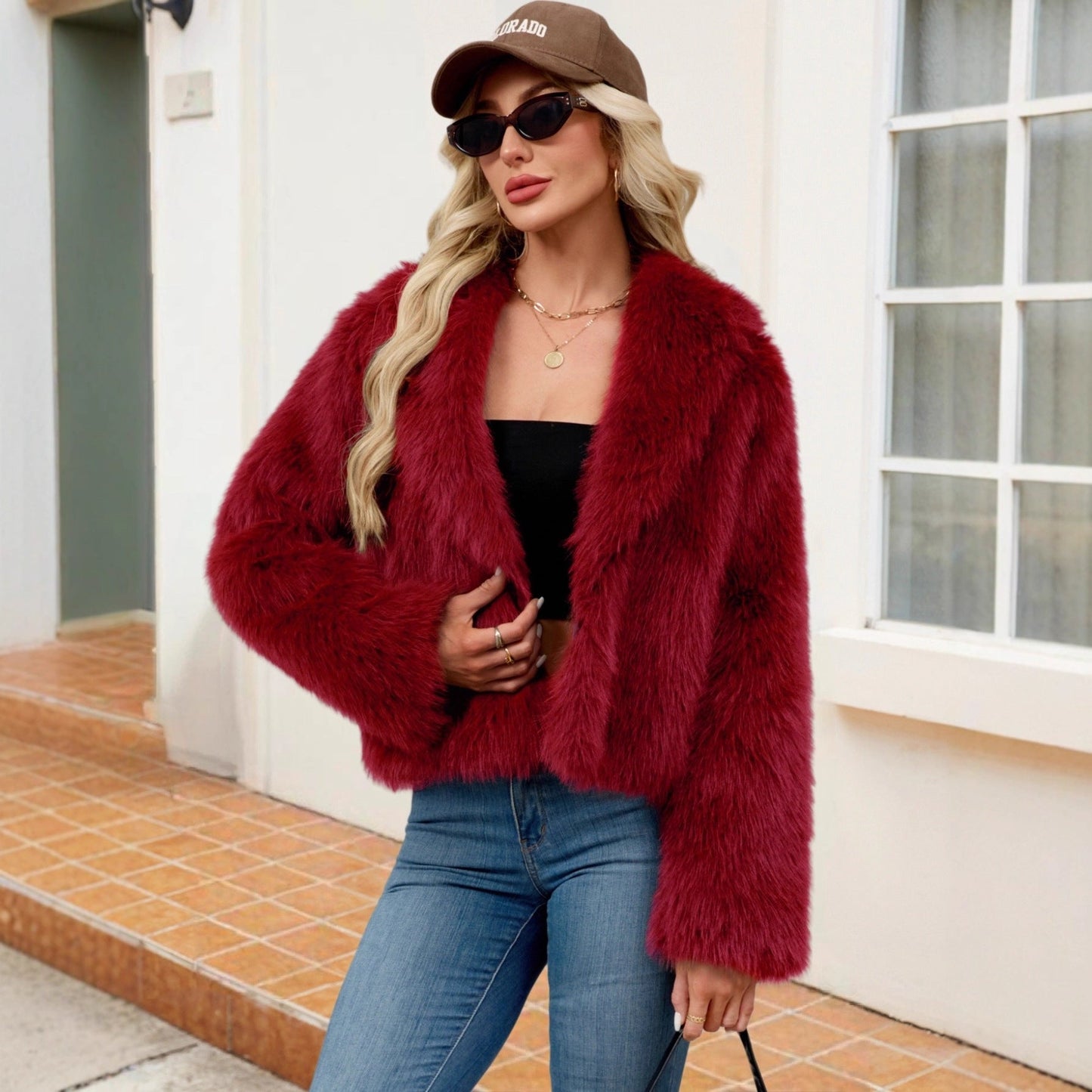 Women Clothing Faux Fur Coat Plush Warm