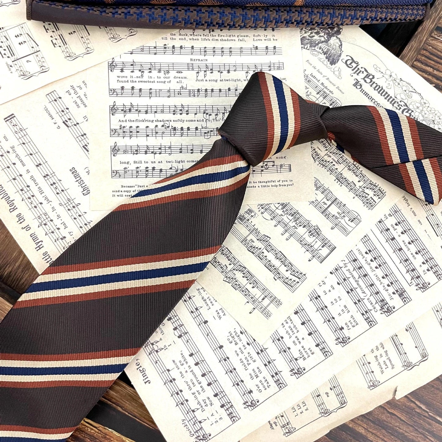 Men's Ties Retro Coffee Color Orange Red Striped Tie Hand Hit 8CM