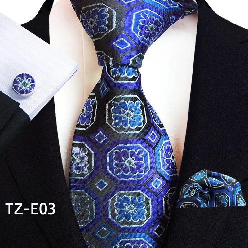 Men's Paisley Tie Square Scarf Pocket Square Cufflinks Three-piece Set