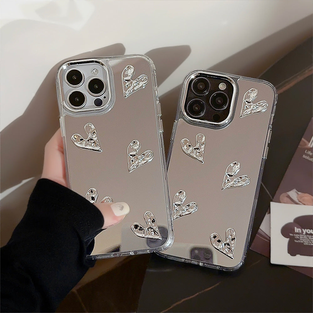 Galvanoplastia tridimensional amor 13 apto para 17 Funda de teléfono Apple 15ProMax espejo iPhone16 sensación avanzada 14 duro