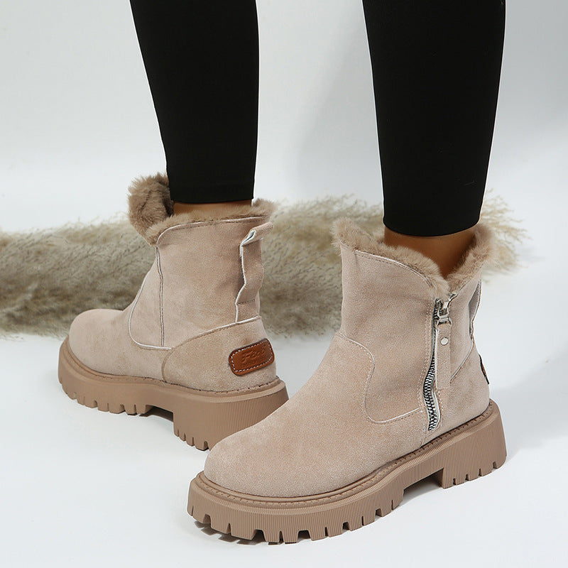 Botas de nieve de algodón forradas de terciopelo para mujer — Botas de invierno cálidas de talla grande