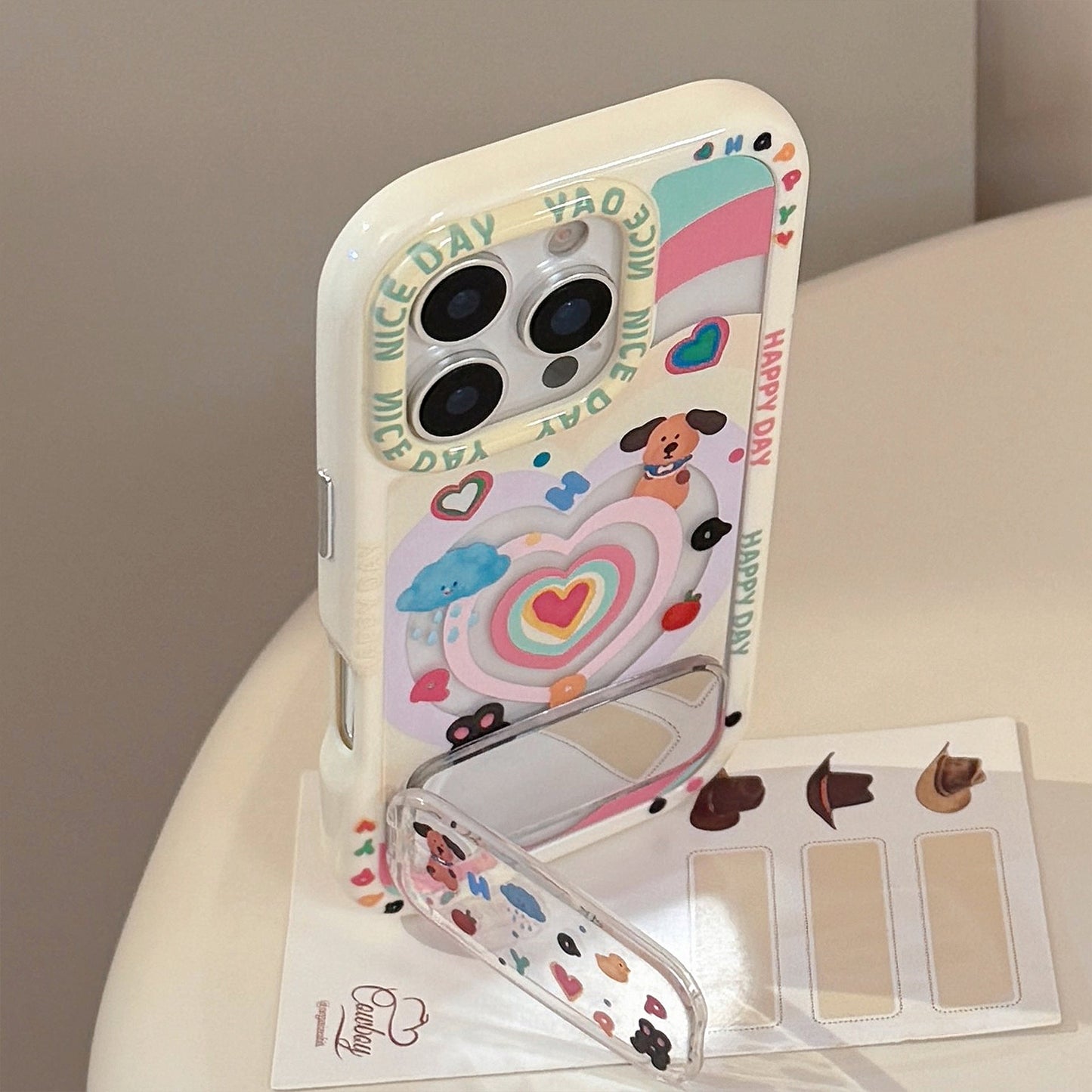 Dopamine love puppy es adecuado para la funda de teléfono móvil Apple 16 iphone17 con soporte de espejo 15promax, envío 14.