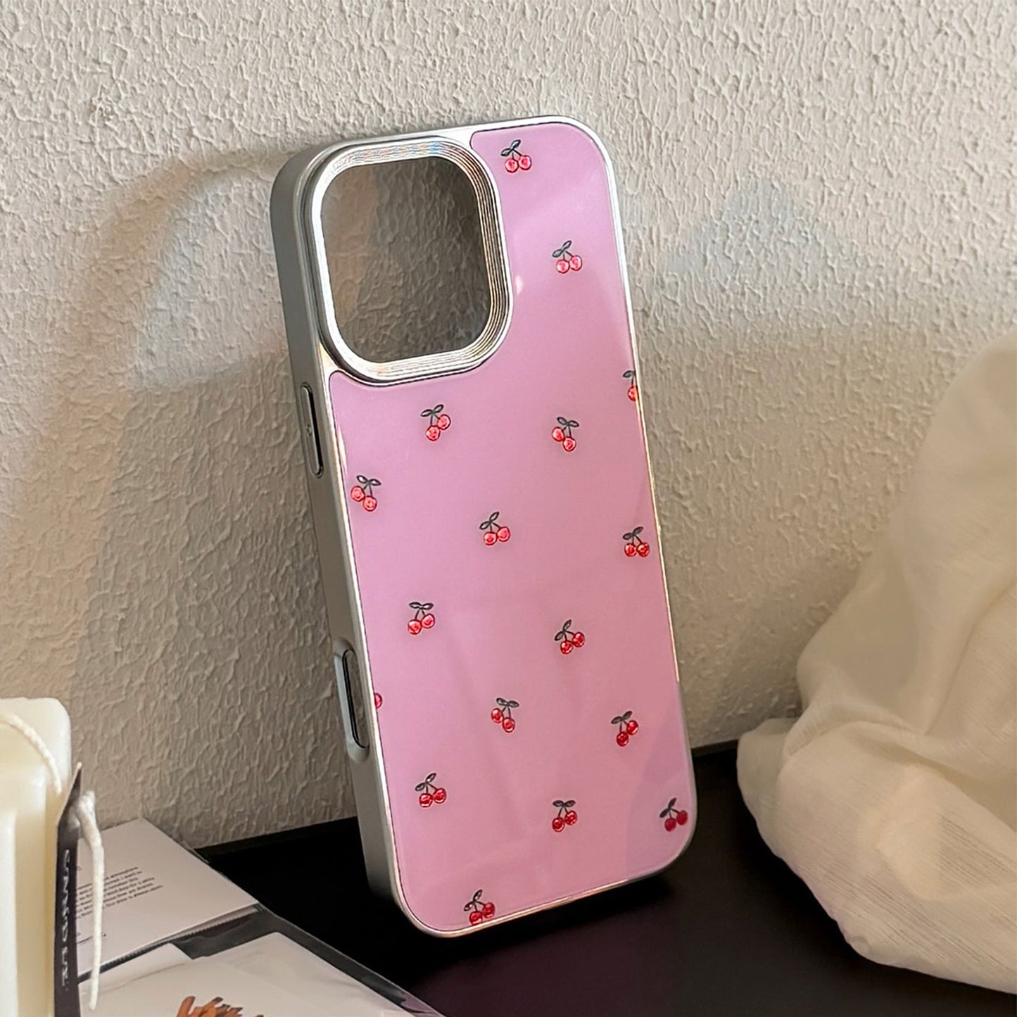 Gilt ins cherry full screen Apple 16 mobile phone case 17pro max suitable for iPhone15 anti-drop 14 glass 13