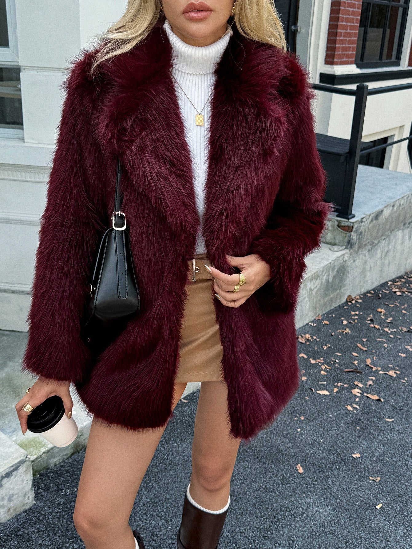 Women Clothing Autumn Winter Elegant Fluffy Coat