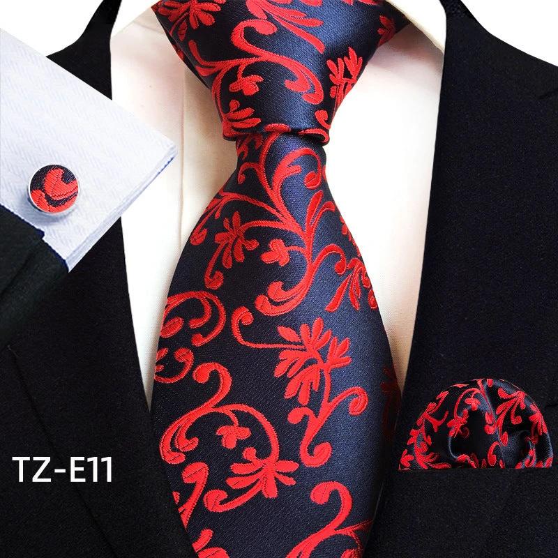 Men's Paisley Tie Square Scarf Pocket Square Cufflinks Three-piece Set