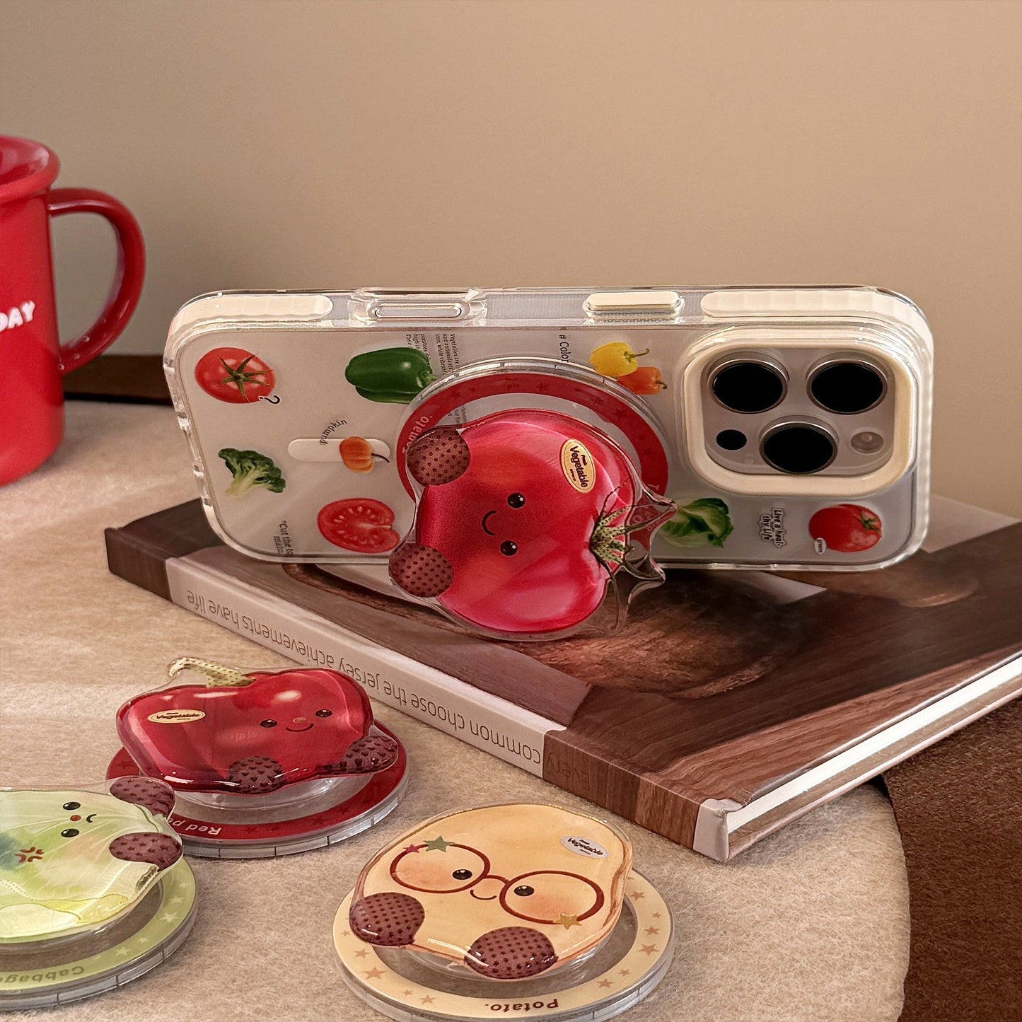 Soporte magnético para teléfono móvil Magsafe con dibujos animados de verduras doradas, soporte telescópico portátil con airbag y personalidad avanzada