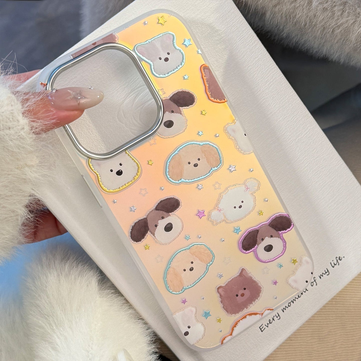 Funda de móvil iphone17 con cabeza de cachorro dorada 17Promax láser 16 galvanoplastia 14 divertida 13 dura 15