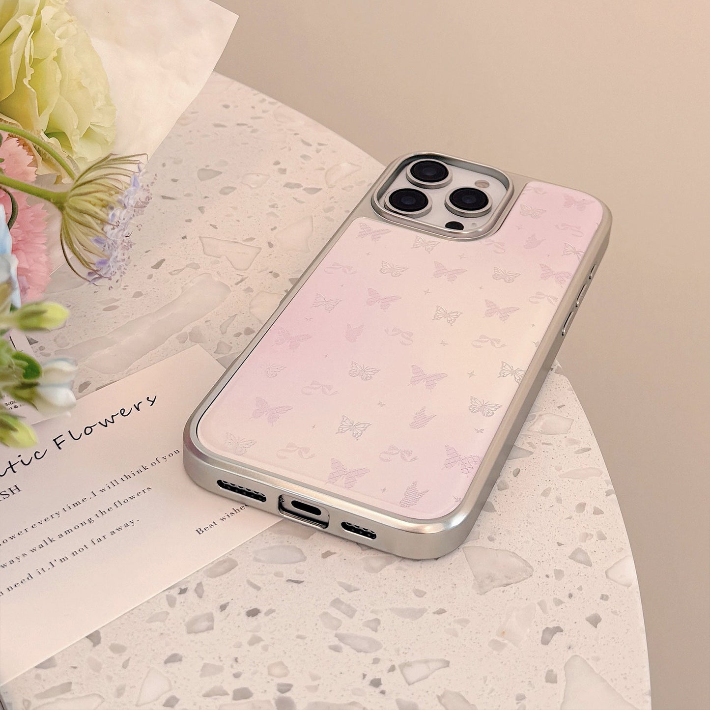 Funda de teléfono móvil iPhone 15 con purpurina en polvo, mariposa, manzana, 16 Pro Max, resina epoxi 17, adecuada para Huawei Mate 70.