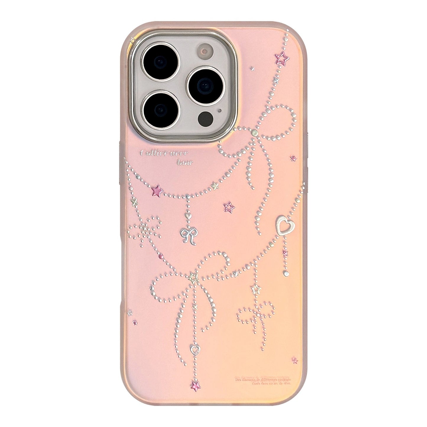 Estuche para teléfono móvil iPhone 17 estilo princesa dorada 15 lazo láser rosa 16Promax anticaídas 13 rígido