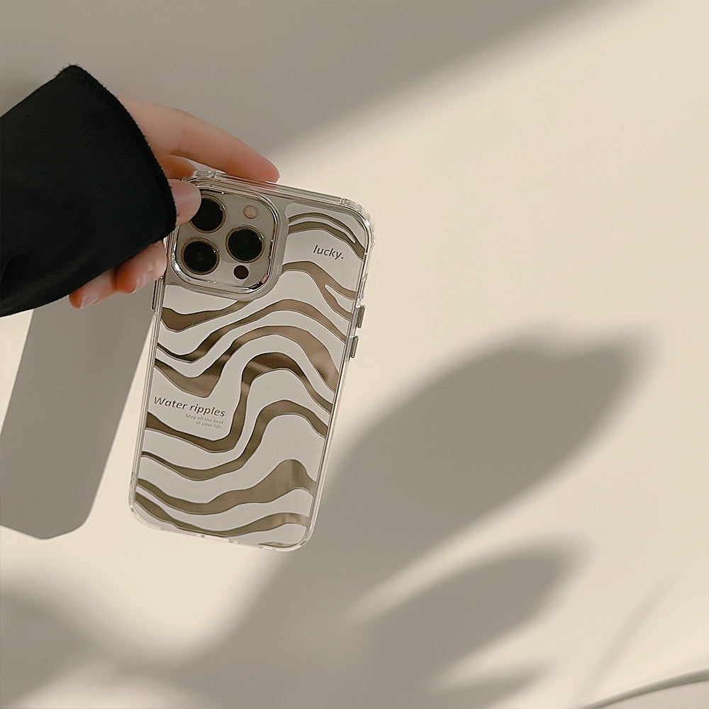 Abstracto espejo iPhone 16 funda para iPhone 17promax sencilla 13 premium 11 espejo de maquillaje 12 patrón de cebra