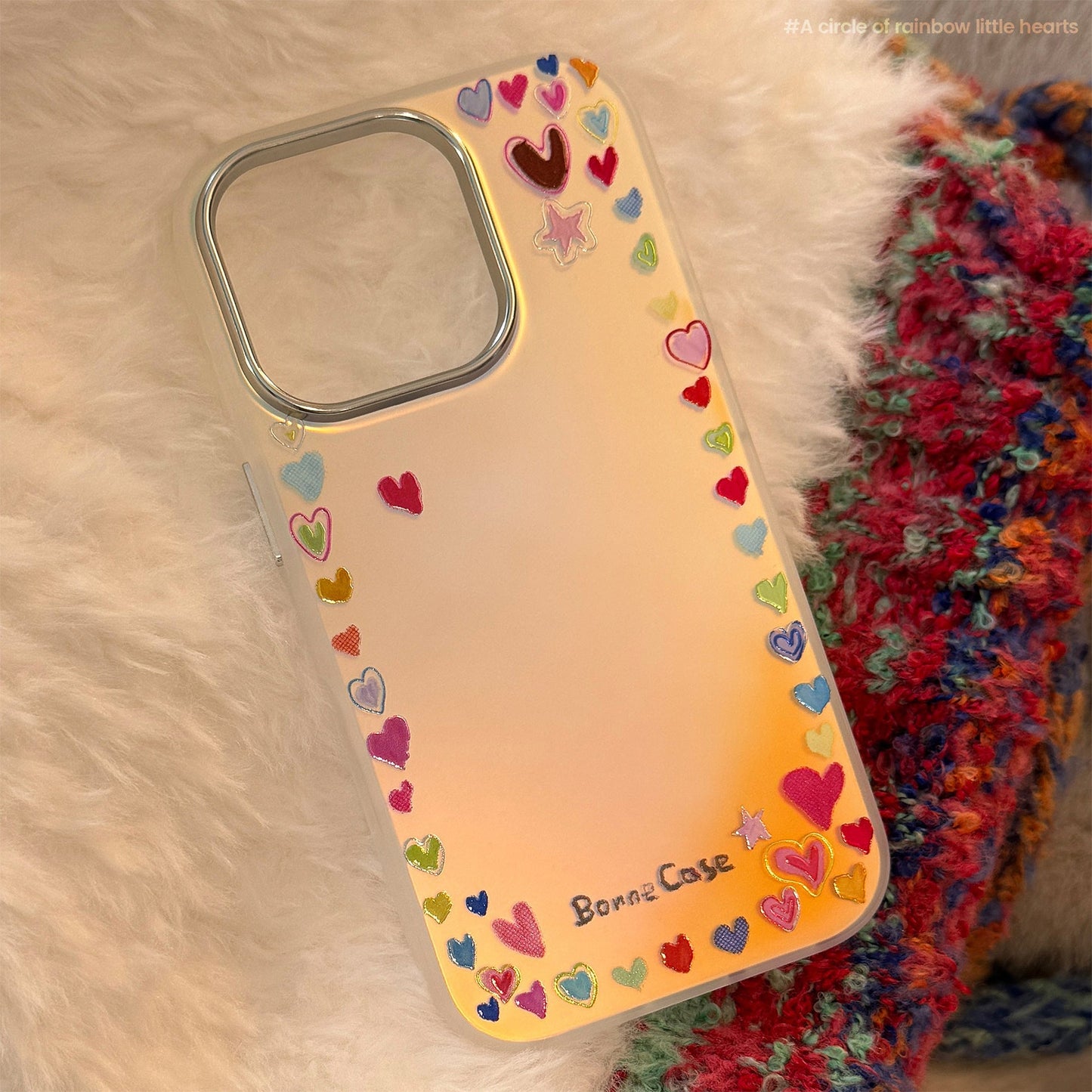 Gilt rainbow love for iphone16Promax mobile phone case 17 dopamine color 13 laser 14 anti-drop