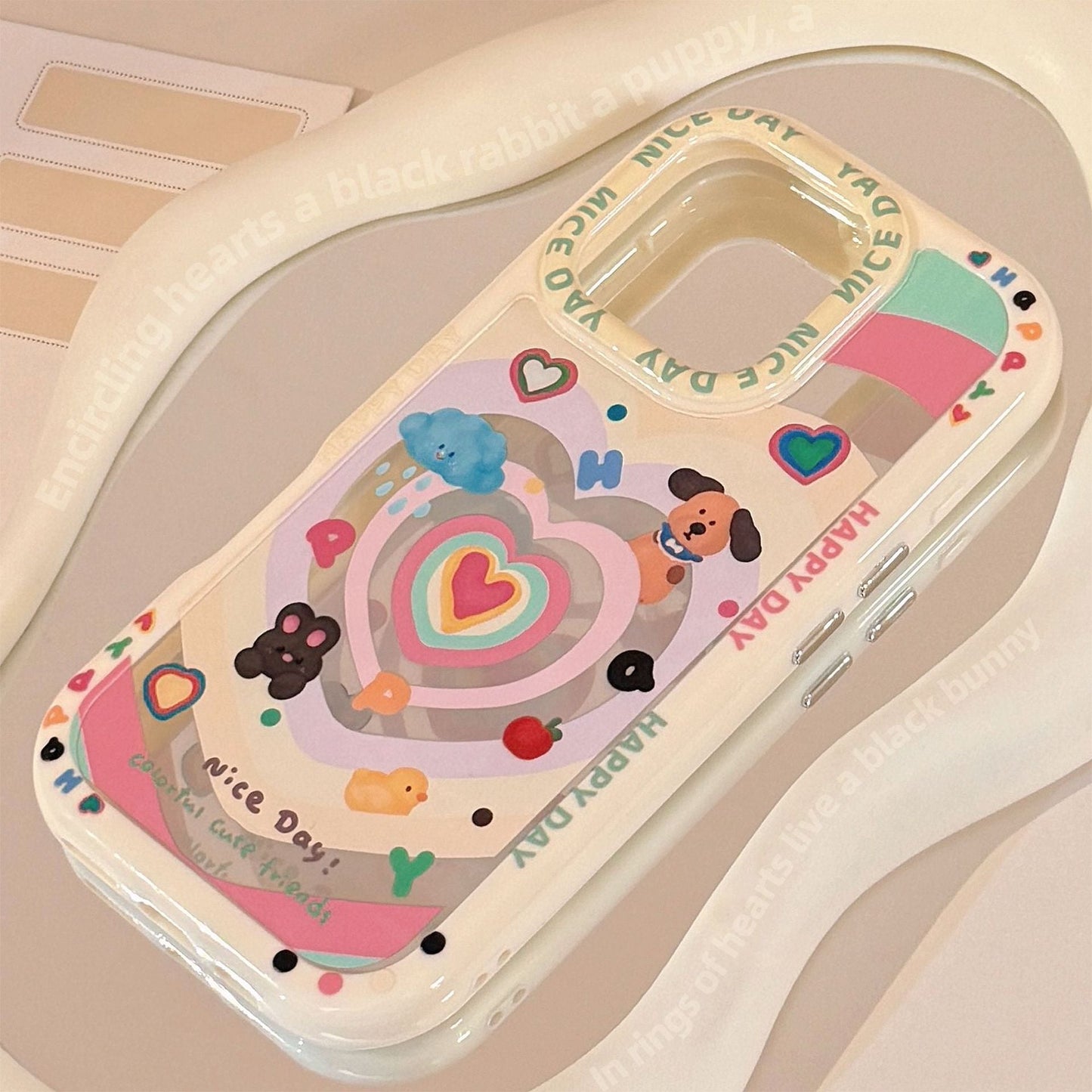 Dopamine love puppy es adecuado para la funda de teléfono móvil Apple 16 iphone17 con soporte de espejo 15promax, envío 14.