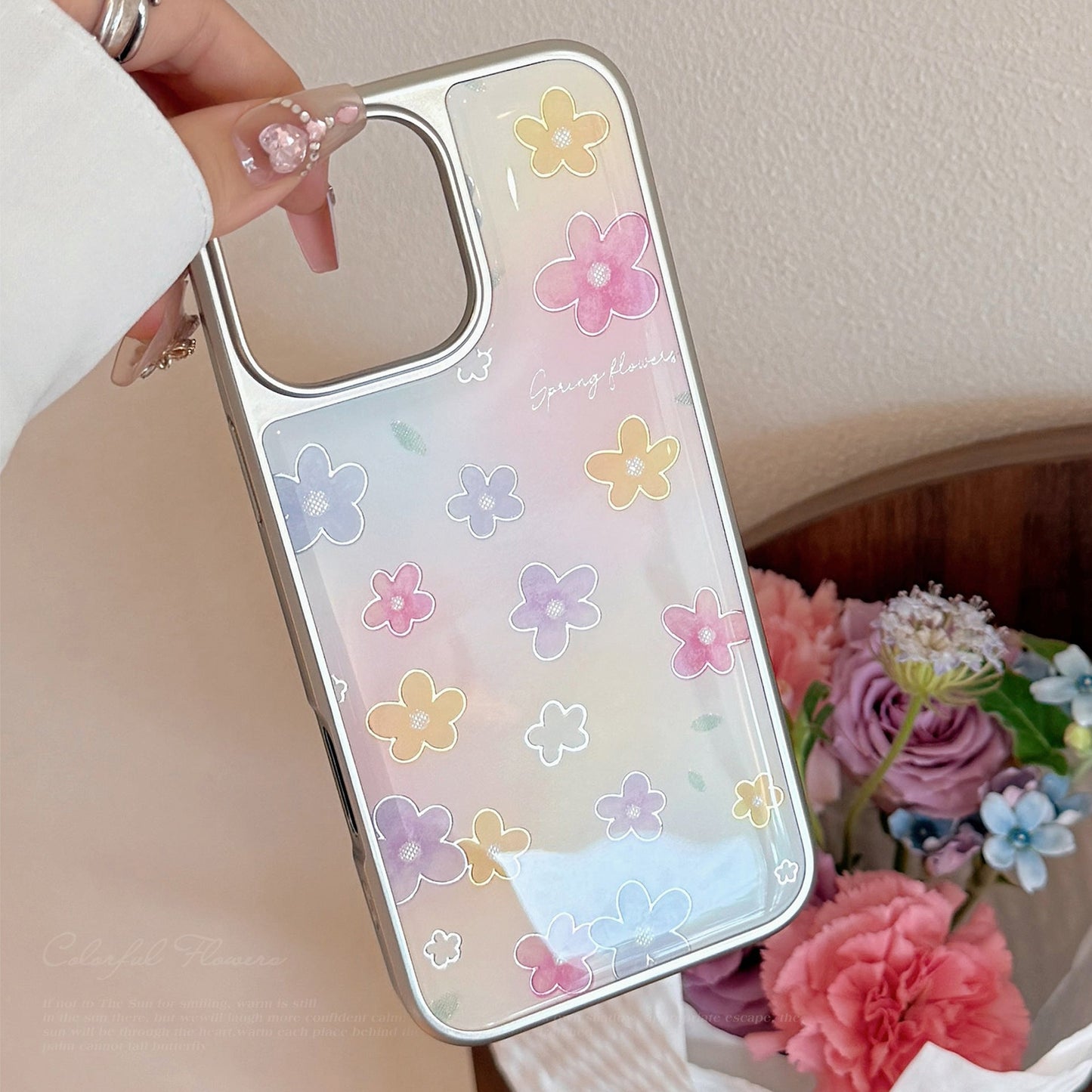 Estuche para teléfono móvil Gilt Epoxy 17 Apple 16Pro Max iphone15 con flor de mancha 14 adecuado para Huawei mate70