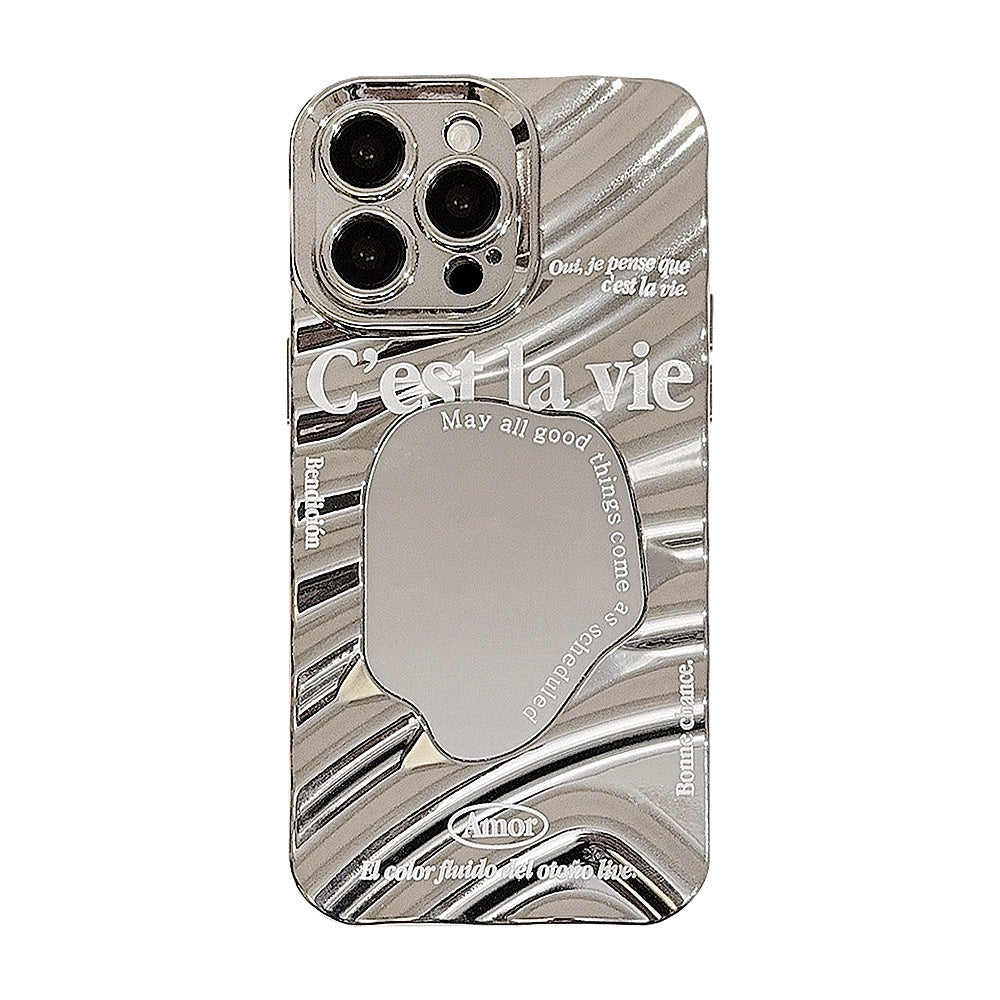 Funda minimalista inglesa para iPhone 17promax iPhone 14 Personalidad y sentido de lujo 11 Espejo 13 Galvanoplastia 16 Dura