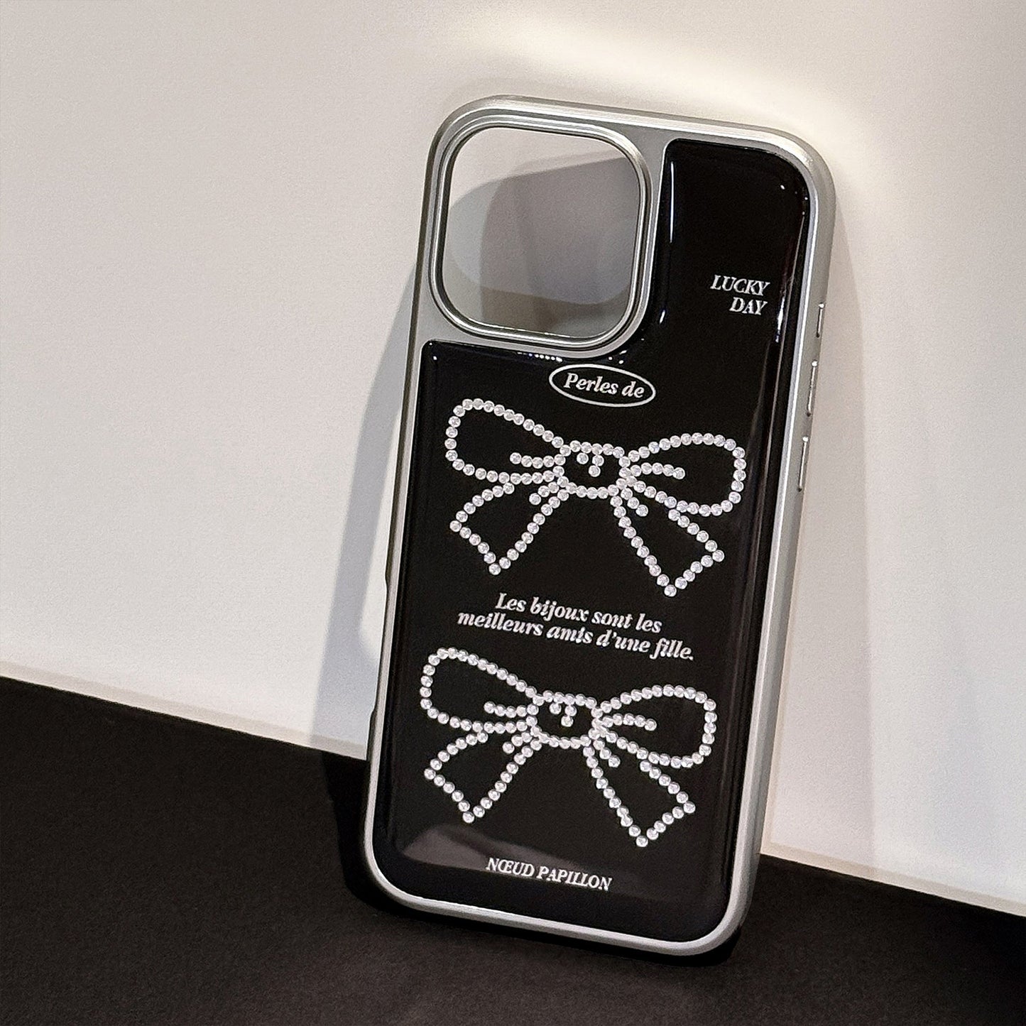 Funda de teléfono móvil Gilt aplicable Apple 15promax iPhone16 lazo dulce y fresco 17 coreano 14 galvanoplastia Huawei