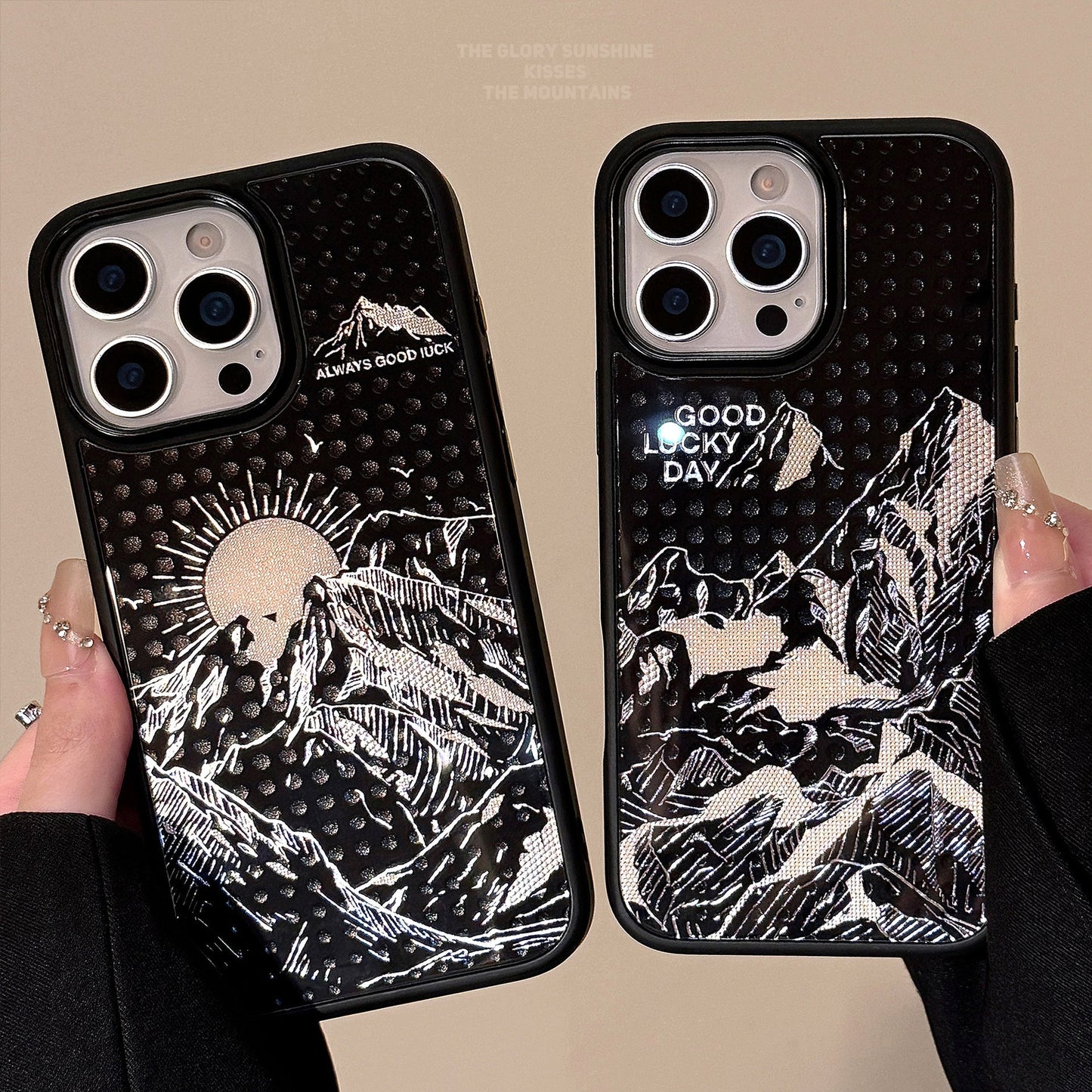 Gilt mobile phone case Apple 17promax protective case iPhone 16 Sunrise Jinshan 12 for 15 personalized glass