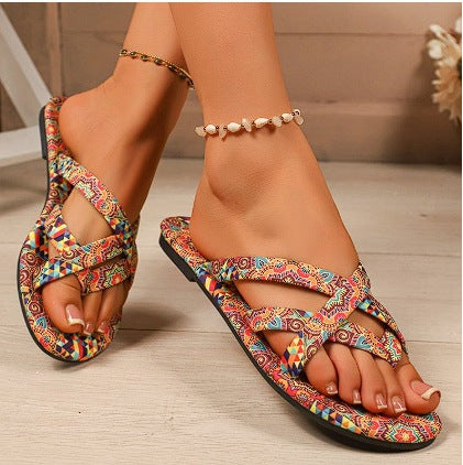 Pantuflas Planas Estampadas Boho para Mujer