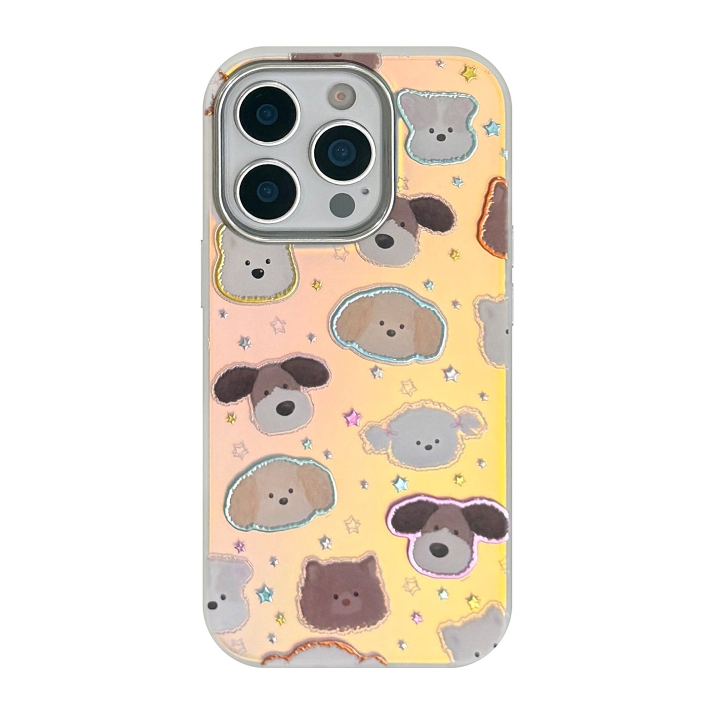 Funda de móvil iphone17 con cabeza de cachorro dorada 17Promax láser 16 galvanoplastia 14 divertida 13 dura 15