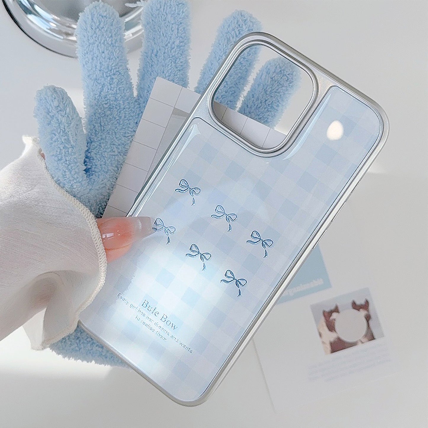 Funda de teléfono móvil dorada para iPhone 16, 17Pro Max, a cuadros azules, 14, galvanizado, 13, epoxi, 15, para Apple/Huawei