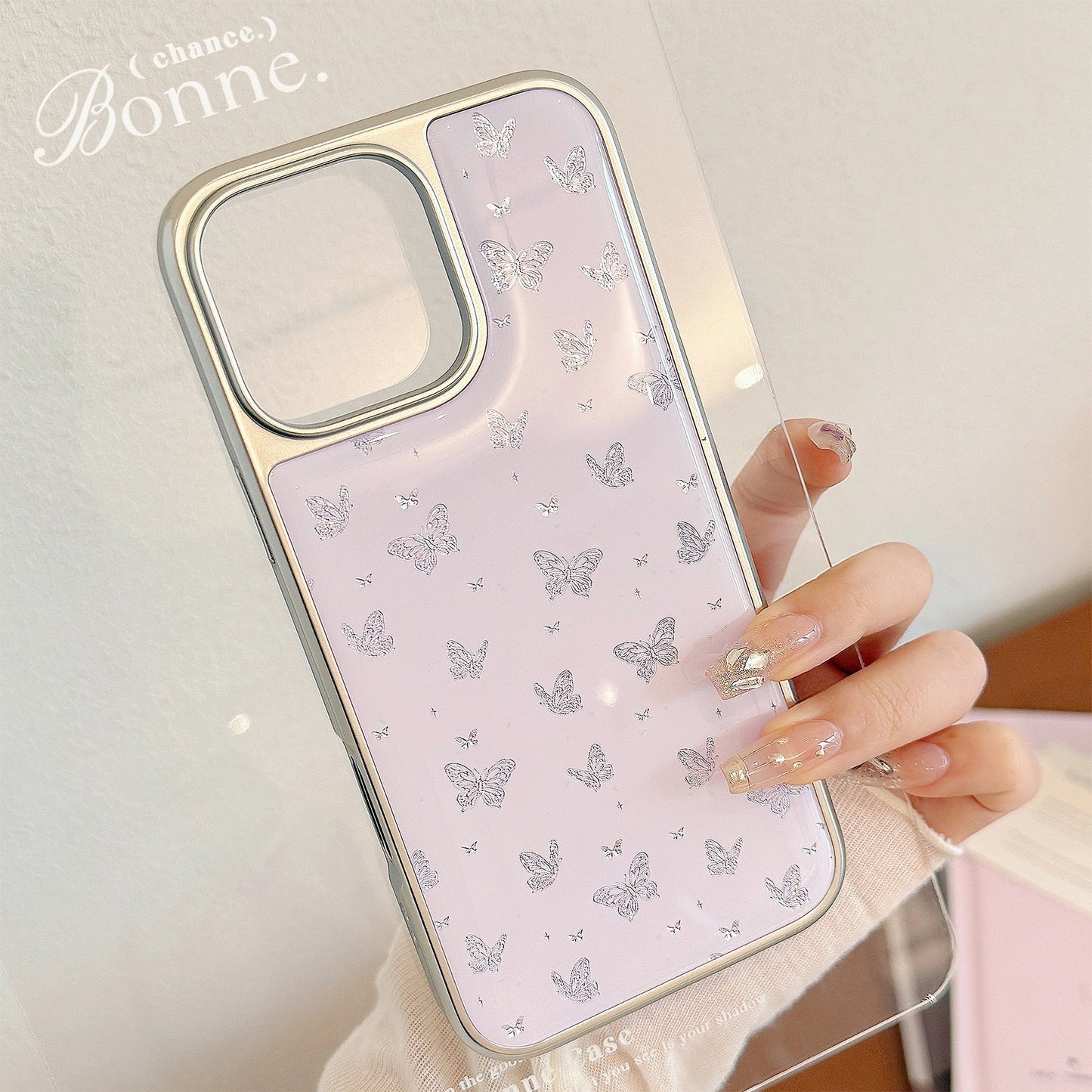 Funda de teléfono mariposa morada dorada adecuada para Apple 15pro max carcasa para iPhone16 Epoxi 17 galvanoplastia 14 Huawei