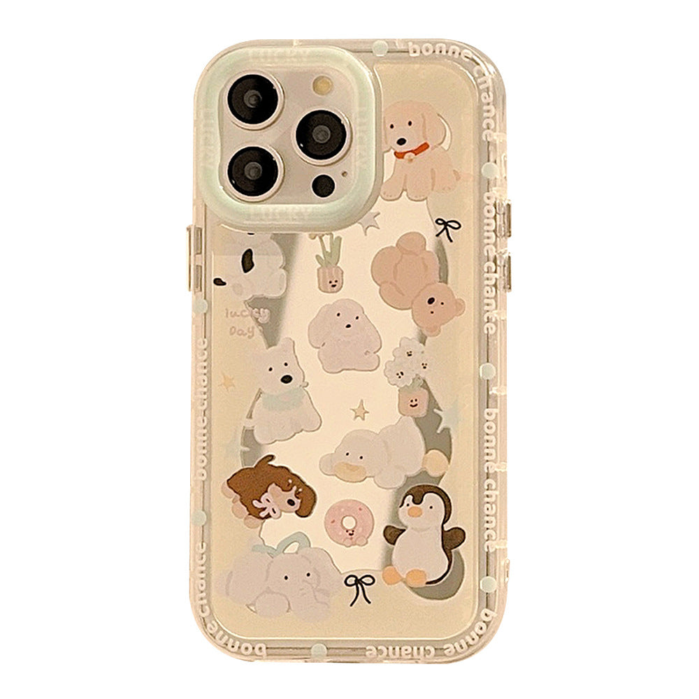 El bonito espejo para mascotas es adecuado para las fundas de teléfono móvil iPhone 15, iPhone 16 divertido de dibujos animados 12 anticaídas 11 generación de Apple 17ProMax.