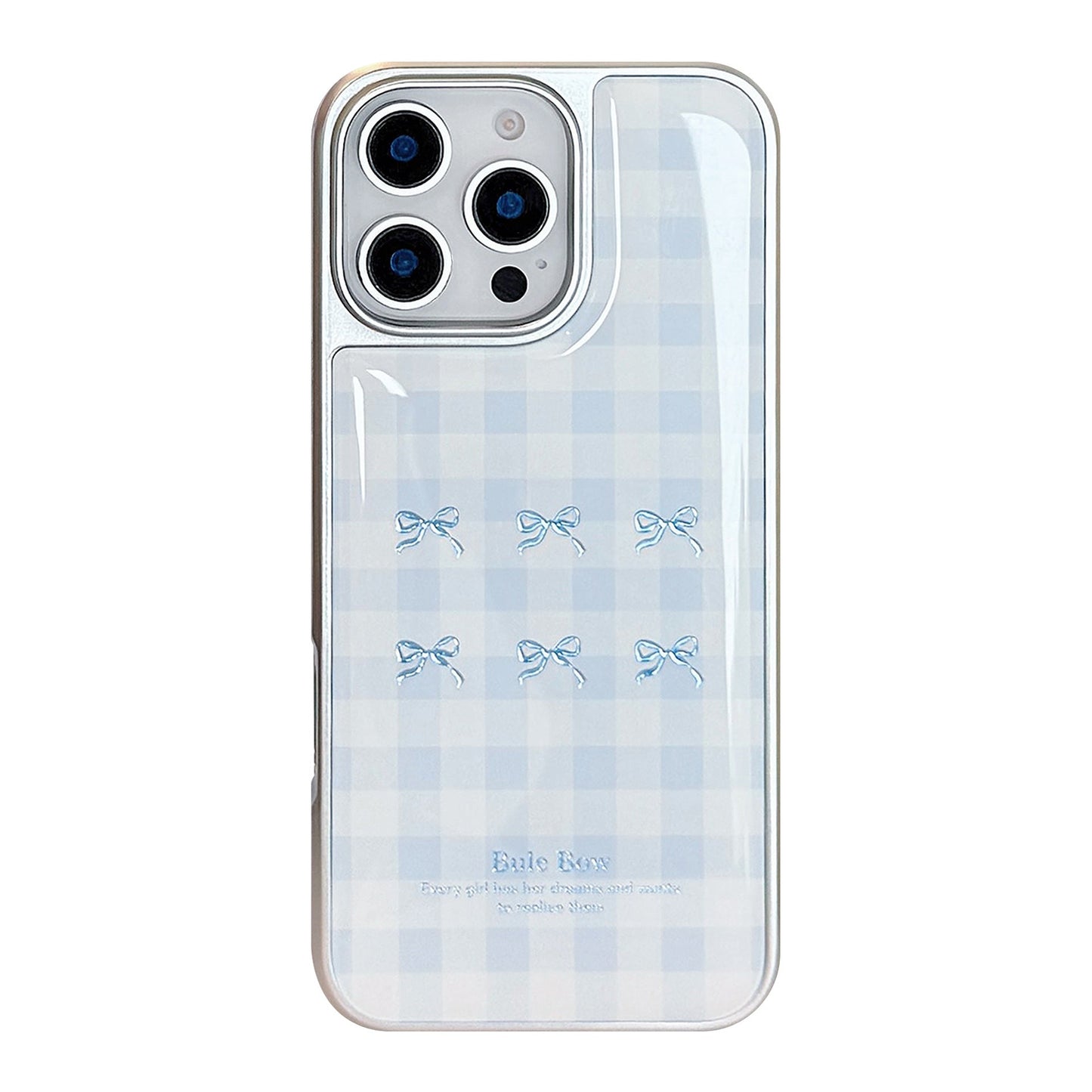 Funda de teléfono móvil dorada para iPhone 16, 17Pro Max, a cuadros azules, 14, galvanizado, 13, epoxi, 15, para Apple/Huawei