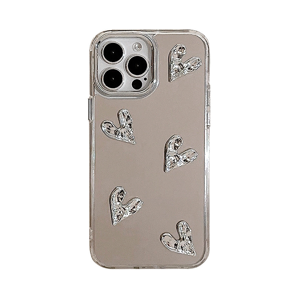 Galvanoplastia tridimensional amor 13 apto para 17 Funda de teléfono Apple 15ProMax espejo iPhone16 sensación avanzada 14 duro