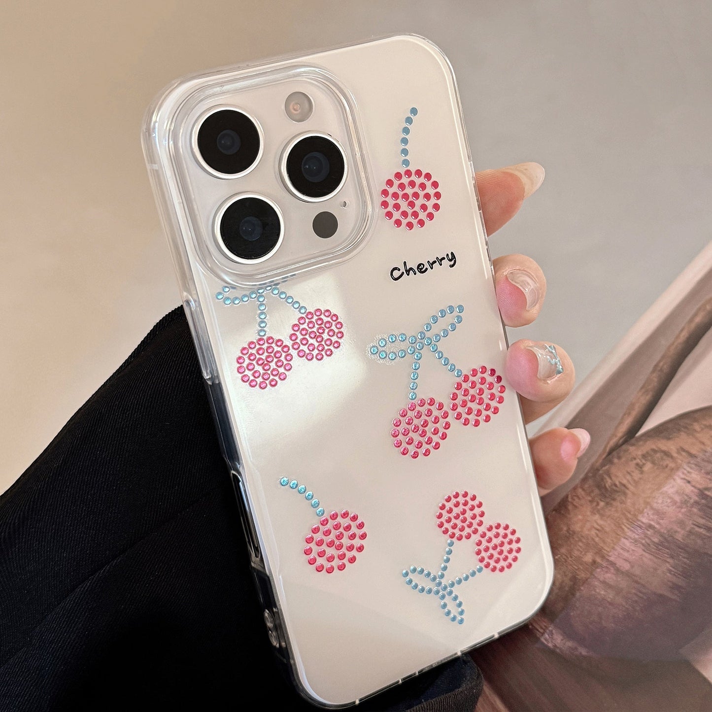 Funda de teléfono móvil Cherry Ruby dorada adecuada para iPhone 13, 14, 16, 17Promax, dura, de primera calidad, de 12ª generación de Apple