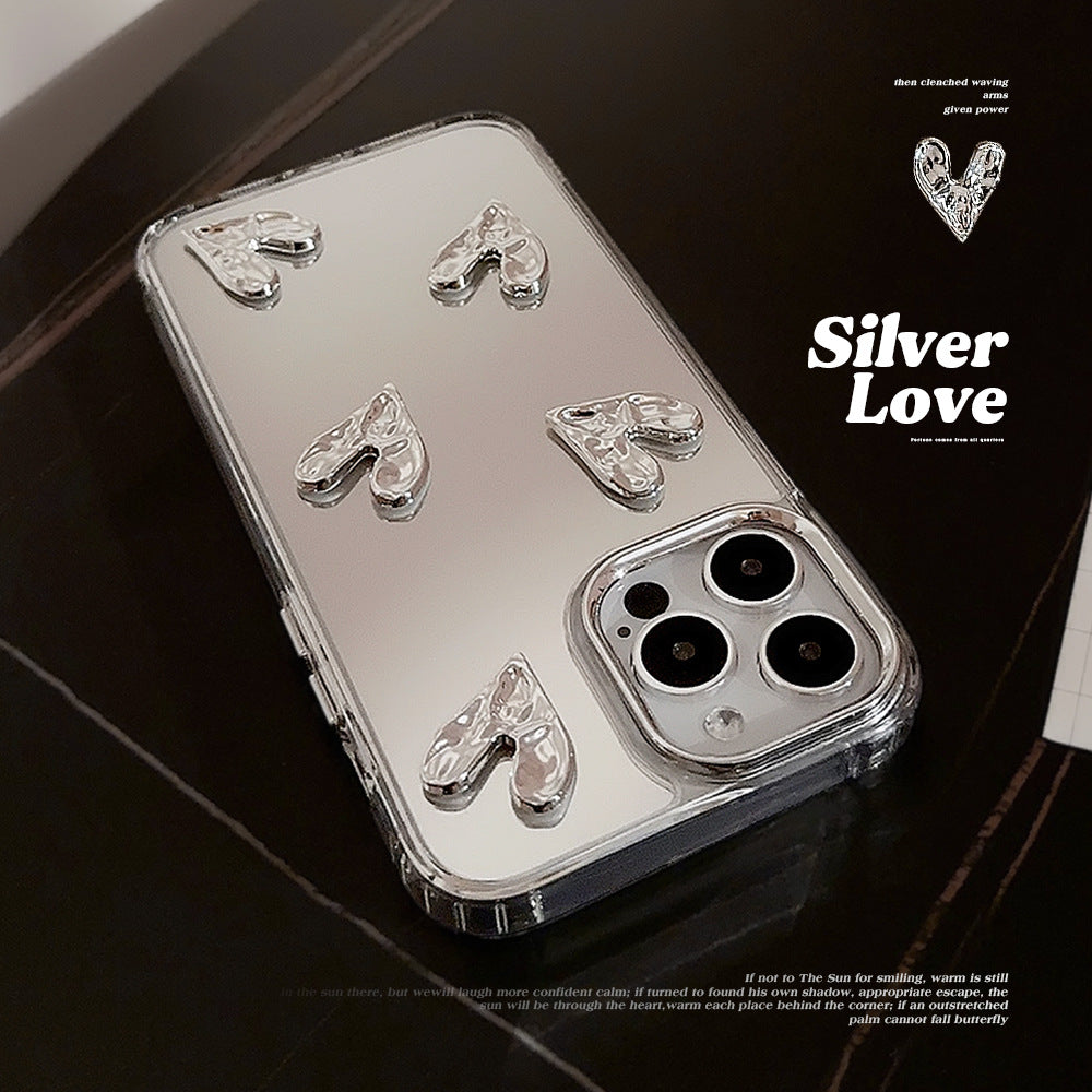 Galvanoplastia tridimensional amor 13 apto para 17 Funda de teléfono Apple 15ProMax espejo iPhone16 sensación avanzada 14 duro