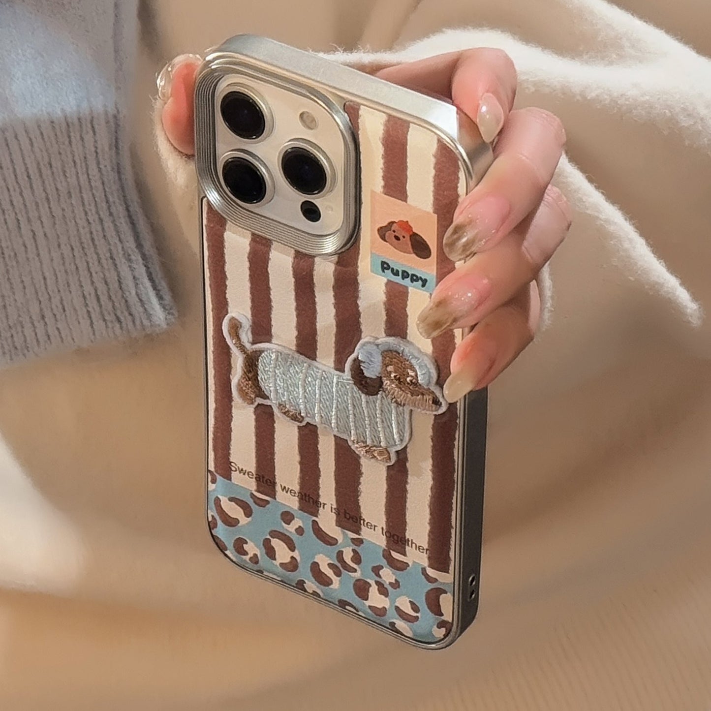 Divertida carcasa 3D de cachorro para iPhone 16, 17promax, con corteza tridimensional para iPhone 15, galvanizada para iPhone 13, 14