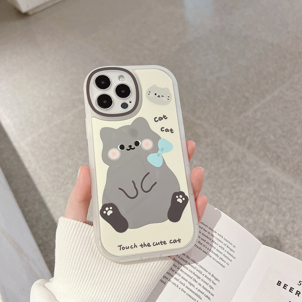 ins gato de dibujos animados adecuado para funda de teléfono móvil iPhone 16 11 Apple 15pro max espejo de maquillaje Xs funda protectora 14