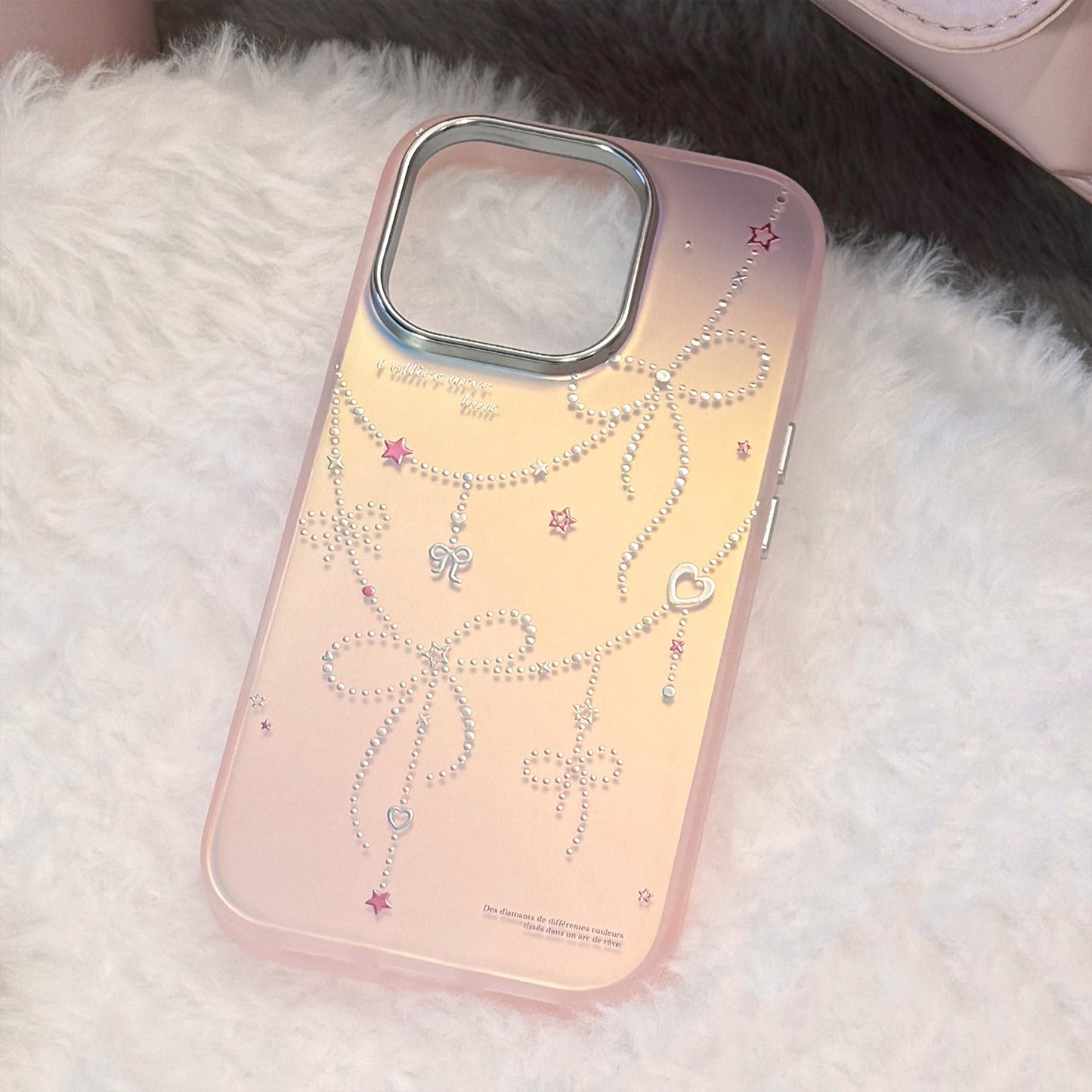 Estuche para teléfono móvil iPhone 17 estilo princesa dorada 15 lazo láser rosa 16Promax anticaídas 13 rígido