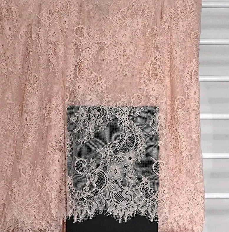 3Meters/lot Off White French Chantilly Lace Fabric , Eyelash Embroidery Lace Craft Bridal Veil Lace Accessory 150cm Width