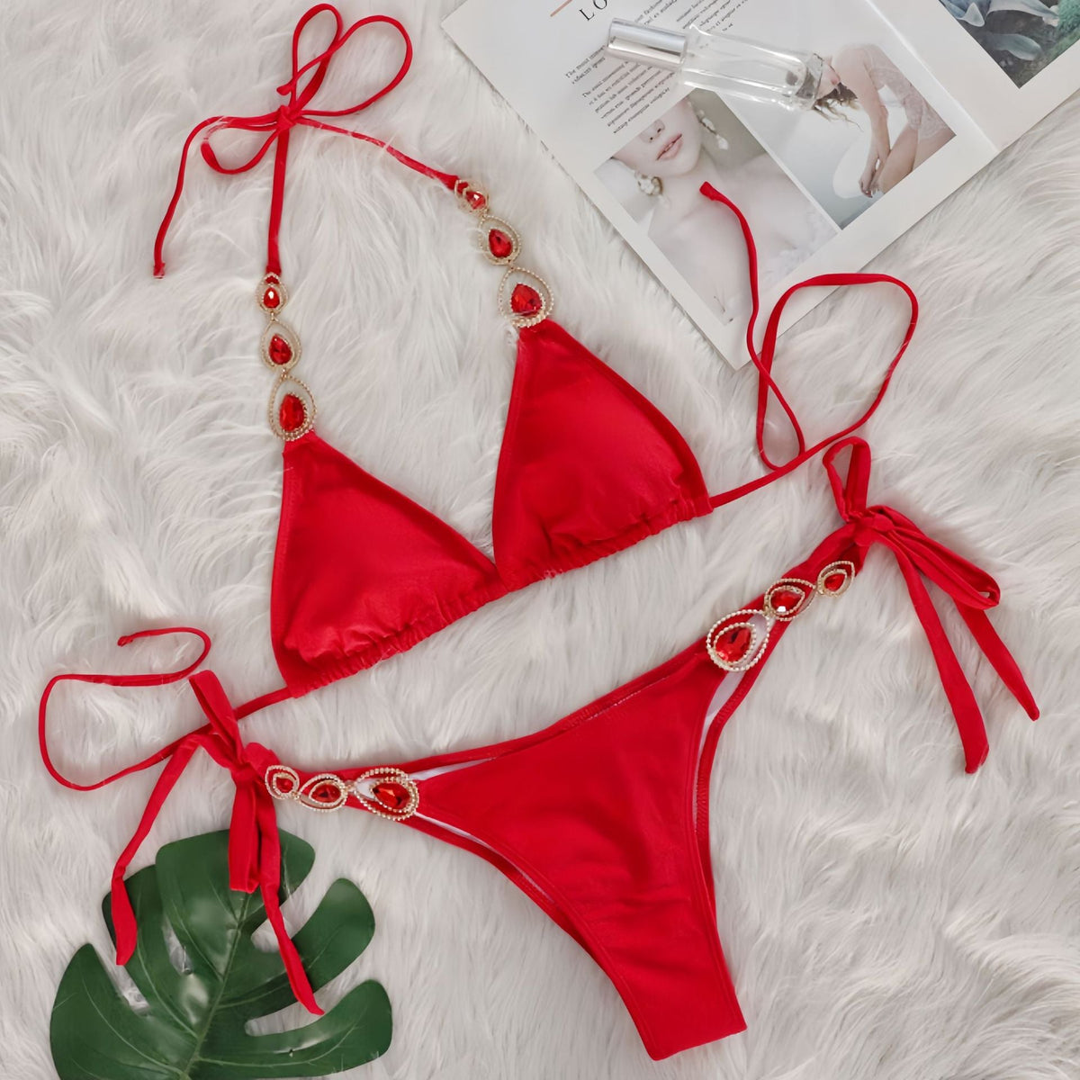 Sexy Bikini Suit Luxury Crystal Diamond Bandage Women Swimsuit Beach Vacation Swimsuit